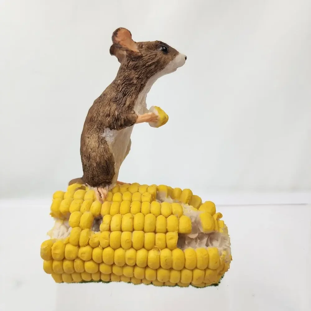 Crown Staffordshire Mouse on Corn Figurine Vintage Handpainted England Animal